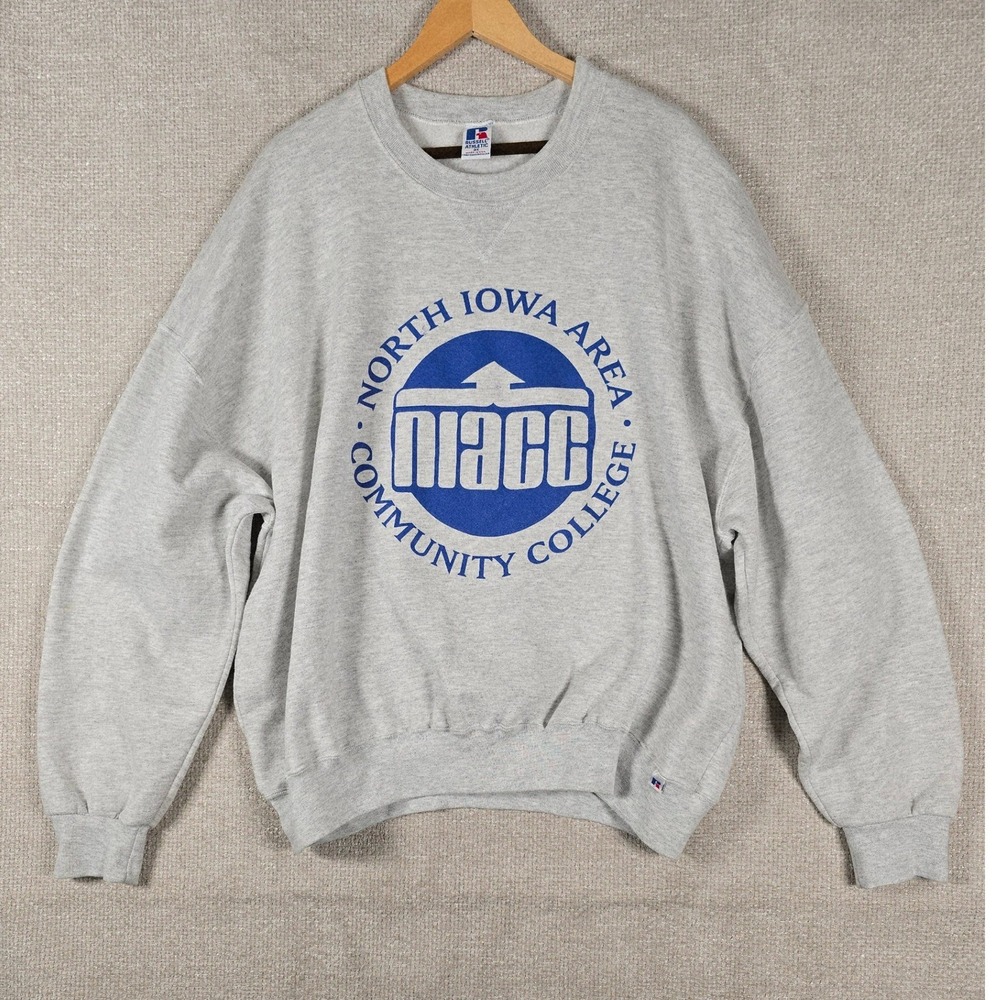 Vintage Russell Athletic NIACC Community College Sweatshirt 3X Gray Made In USA